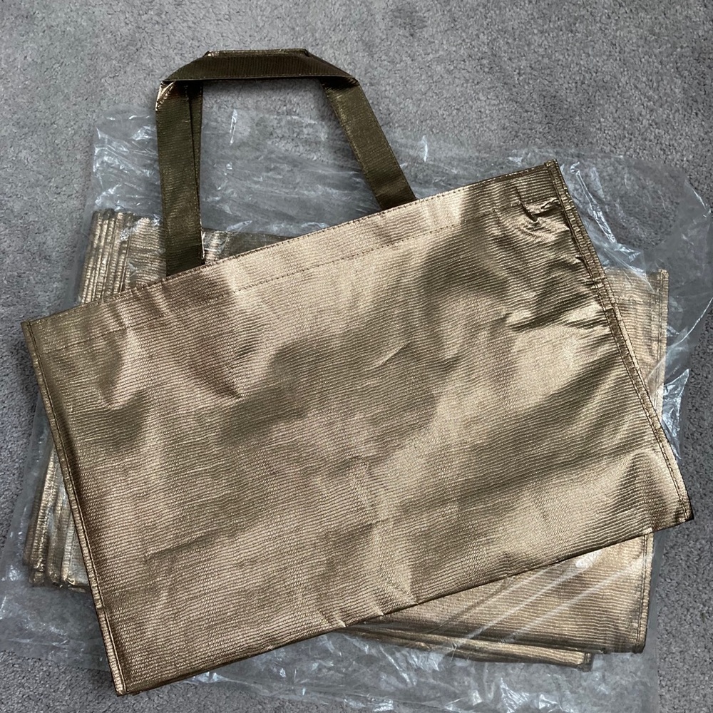 7 Very light plastic bags-golden/metallic-colored